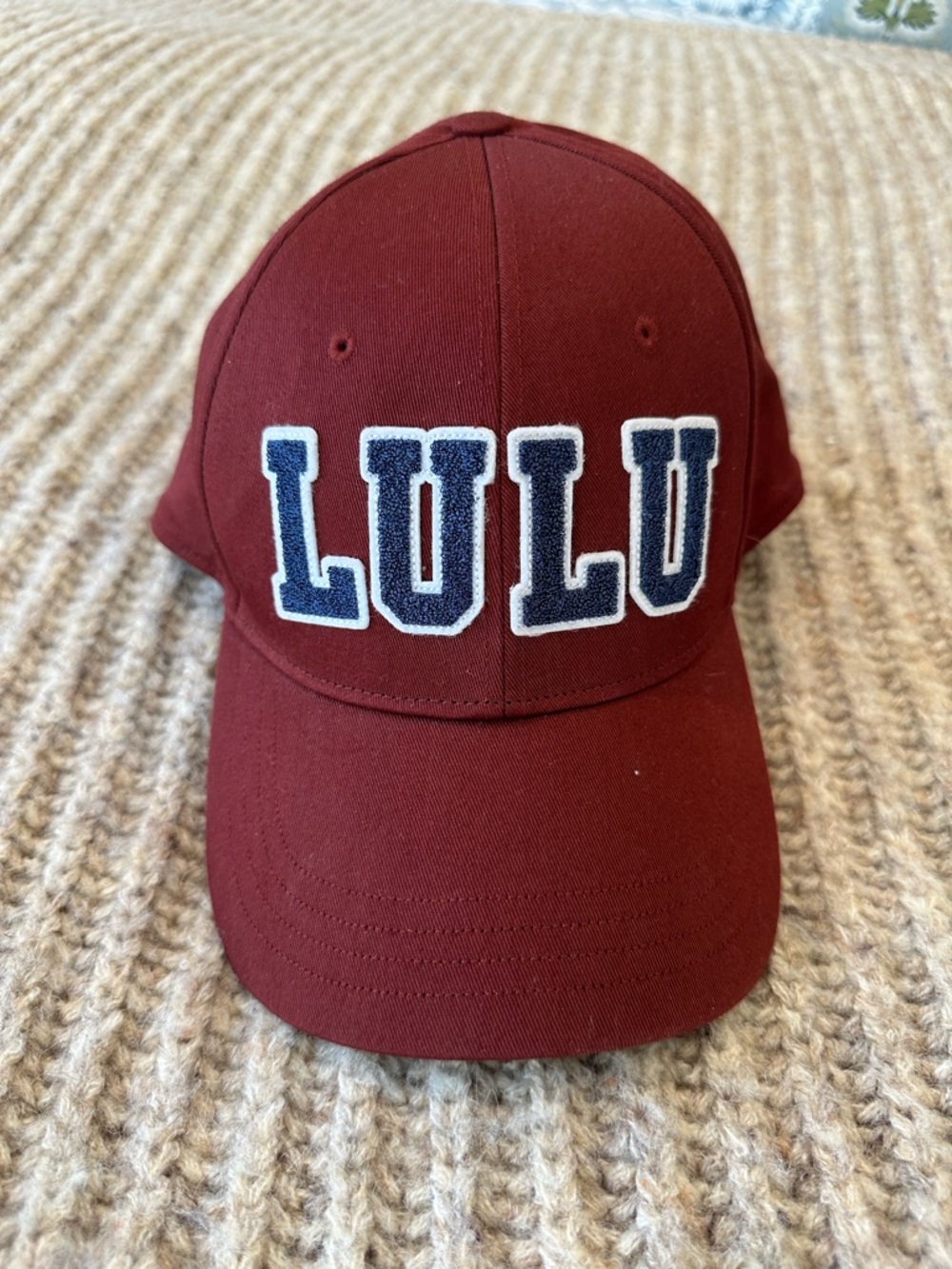 lululemon athletica adult Maroon Baseball Cap with Navy Lettering
